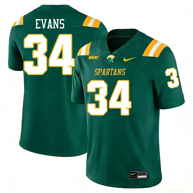 Norfolk State Spartans #34 X'Zavion Evans College Football Jerseys,Uniforms Stitched-Green